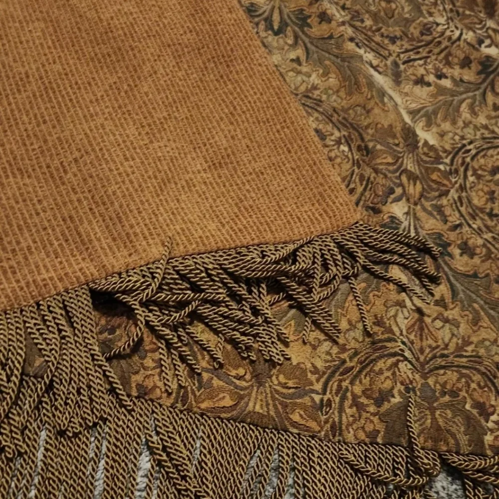 Stylish Tan and Gold Patterned Scarf